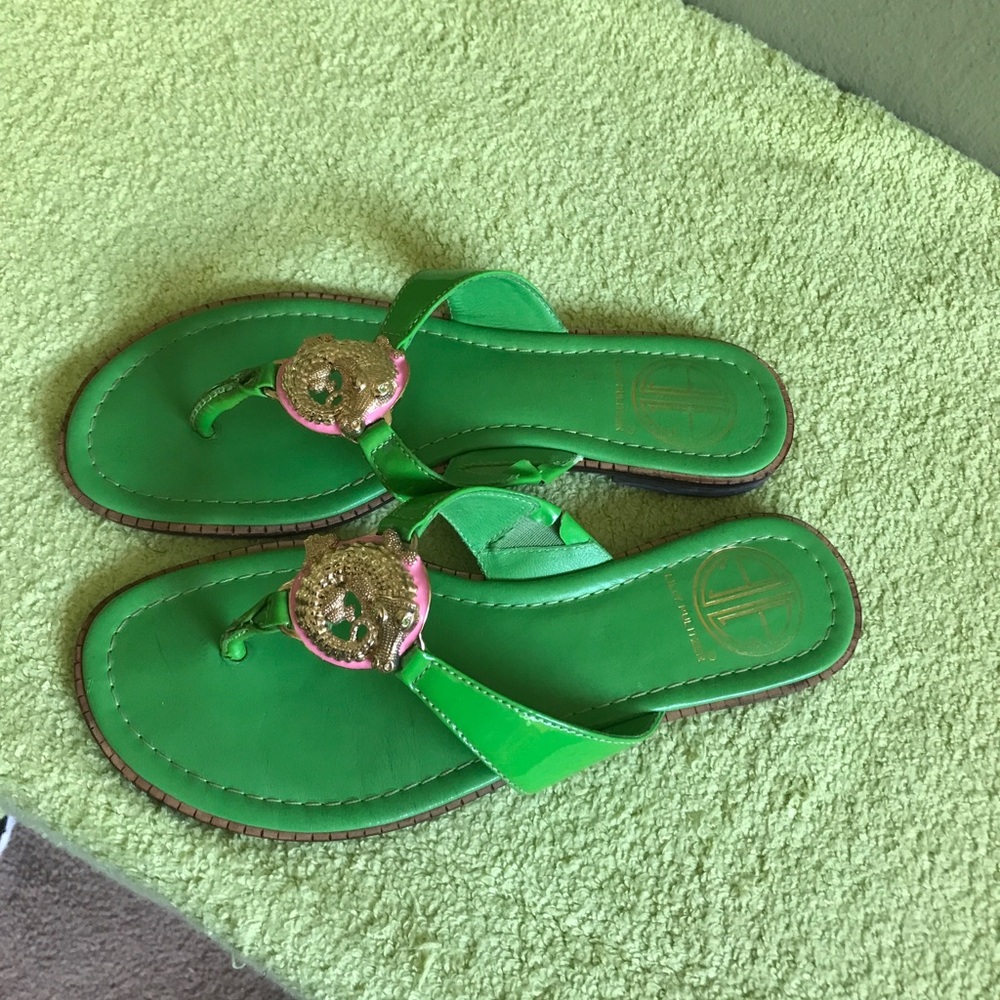 Lilly Pulitzer Green Sandals with Pink Accents